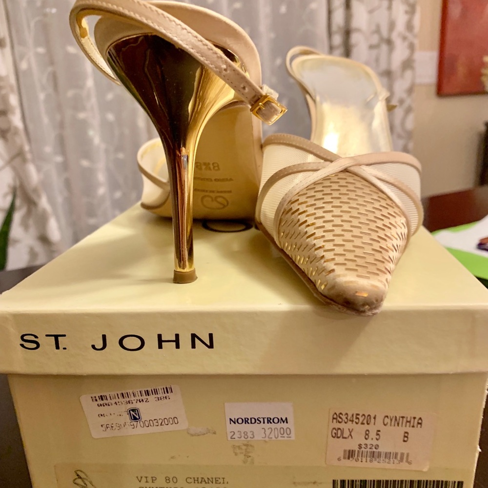 St John gold sling back pumps